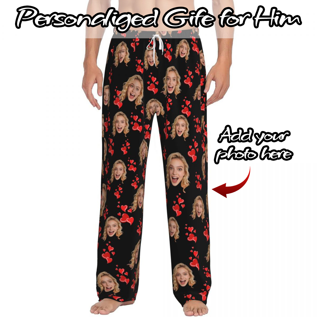 Thermal Long John - Personalisierte Schlafhose mit Gesichtsfoto, Langarm-Warm-Pyjama für
