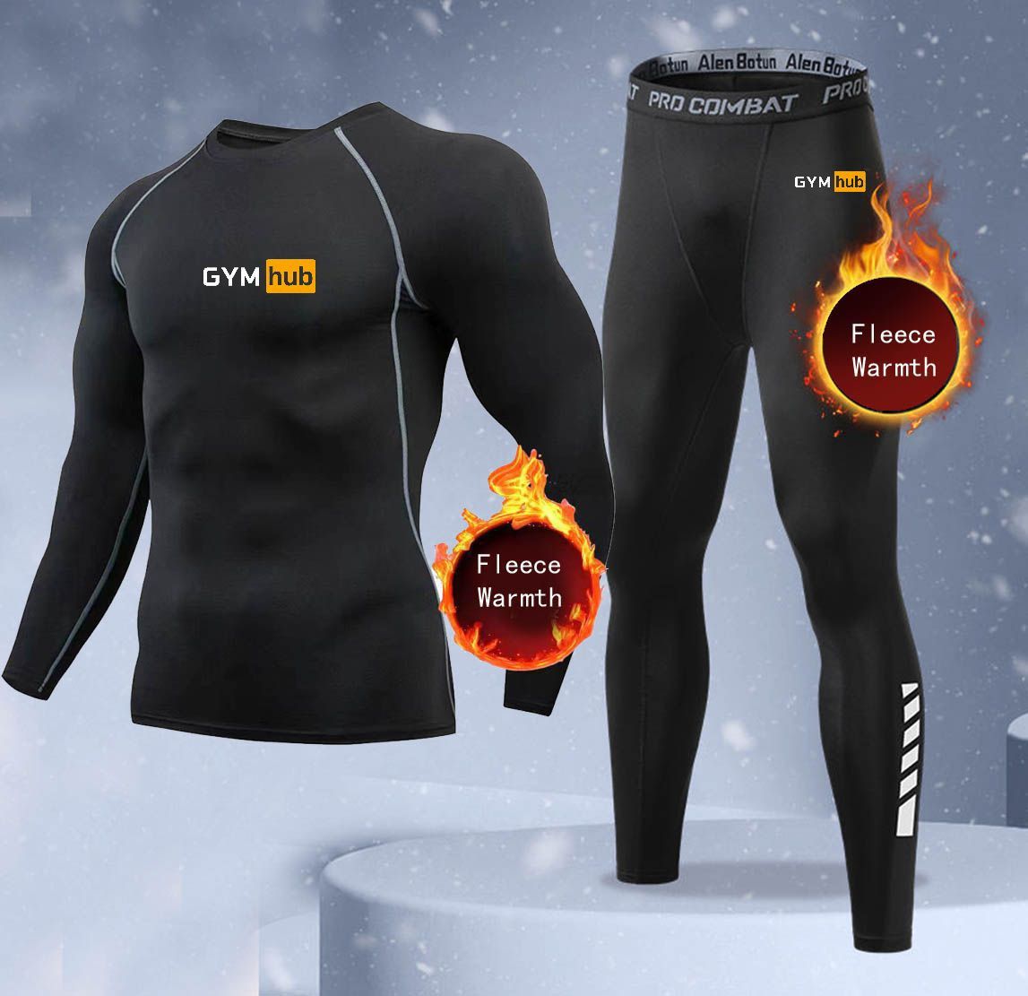Thermal Long John - Neues 2-teiliges Winter-Wärme-Unterwäscheset für Herren, Fleece-Thermo-Unterhemden,