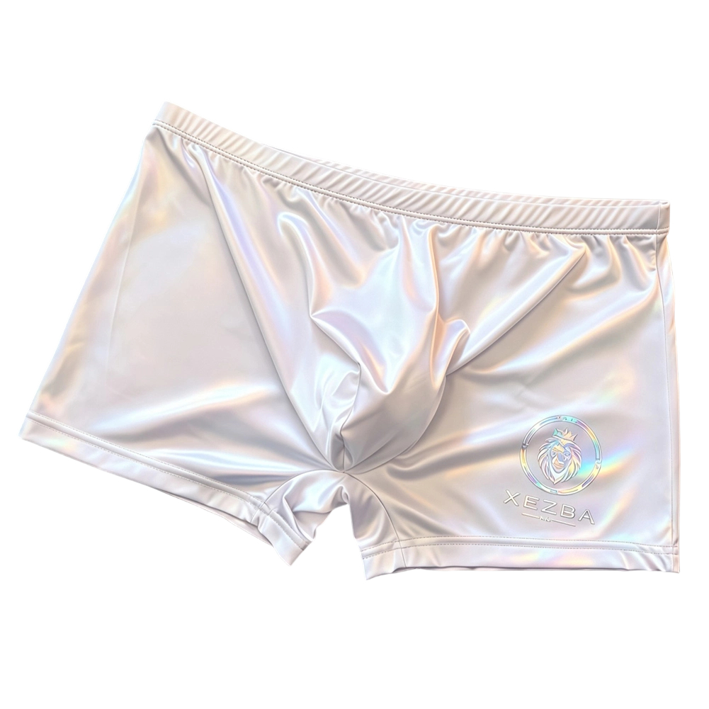 Long Leg Trunk Men - Herren glänzende Boxershorts aus Eisseide, U-förmige