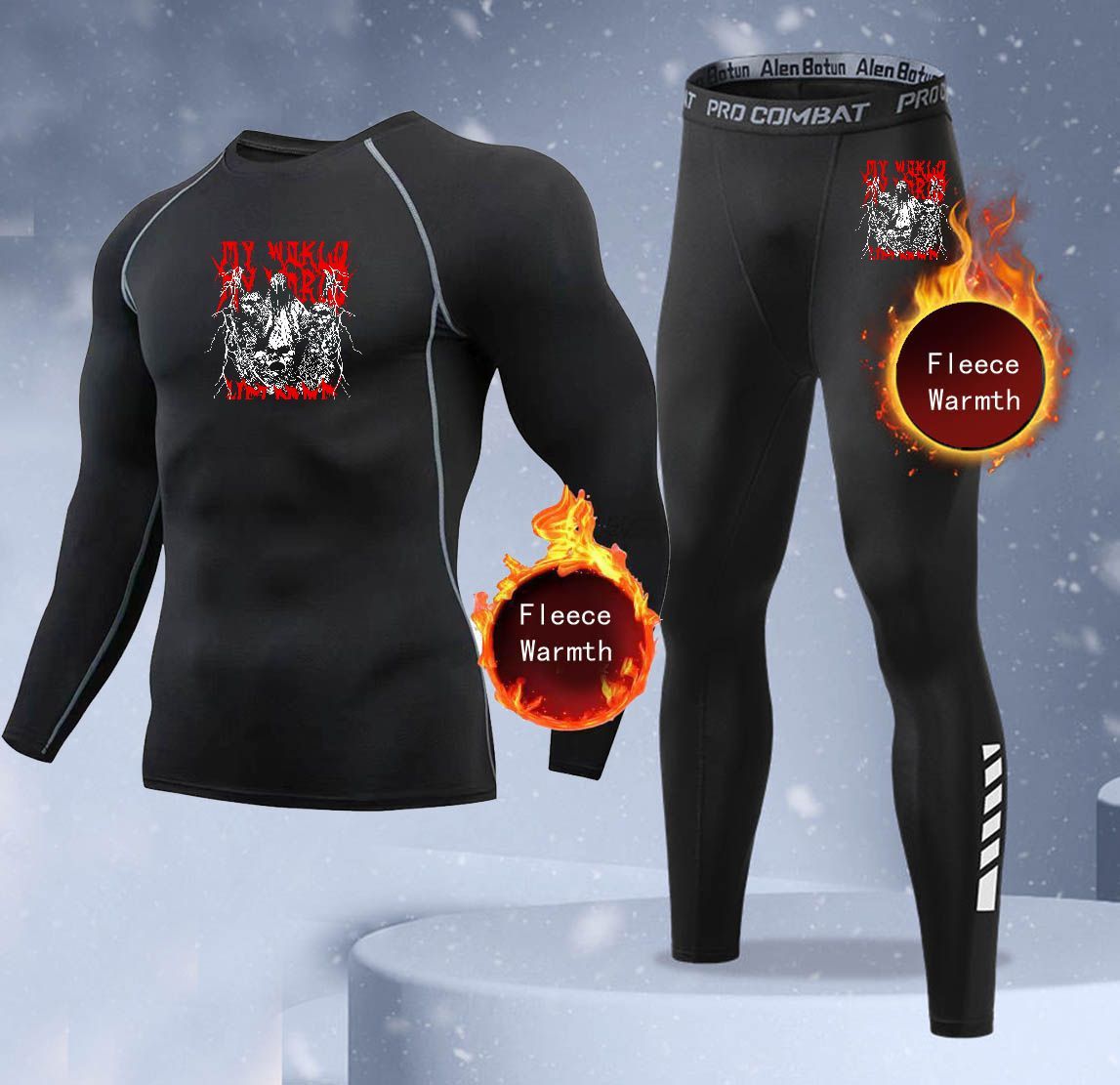 Thermal Long John - Neues 2-teiliges Winter-Wärme-Unterwäscheset für Herren, Fleece-Thermo-Unterhemden,