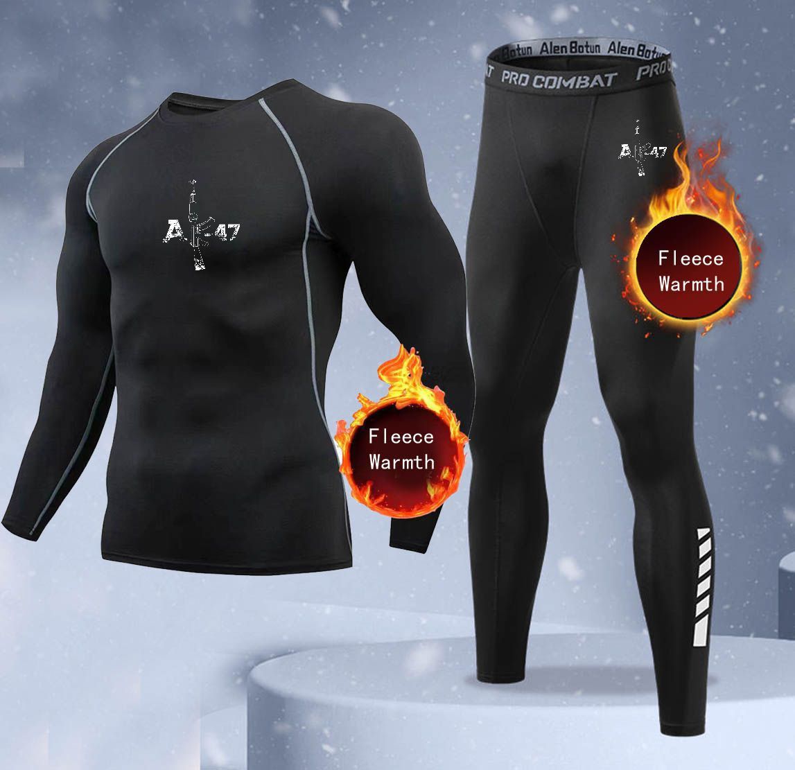 Thermal Long John - Neues 2-teiliges Winter-Wärme-Unterwäscheset für Herren, Fleece-Thermo-Unterhemden,