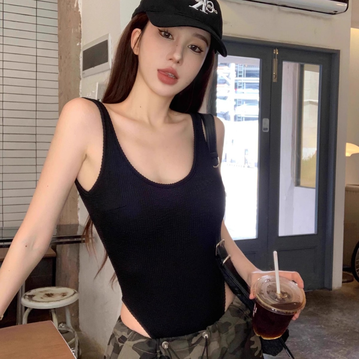 Schwarzer Träger-Body, sexy, r – Suspender Tank Top Bewertung und Preis